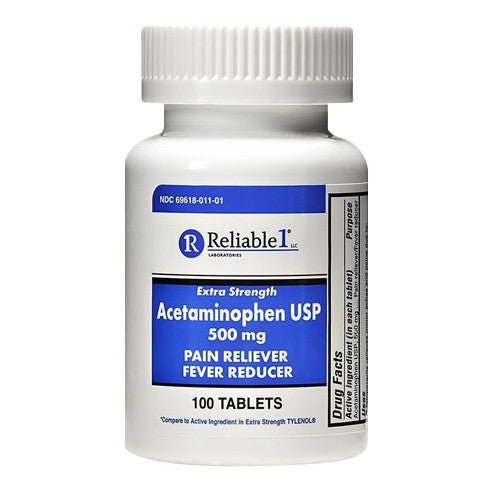Reliable 1 Extra Strength Acetaminophen USP 500 mg Tablets, 100 Ea